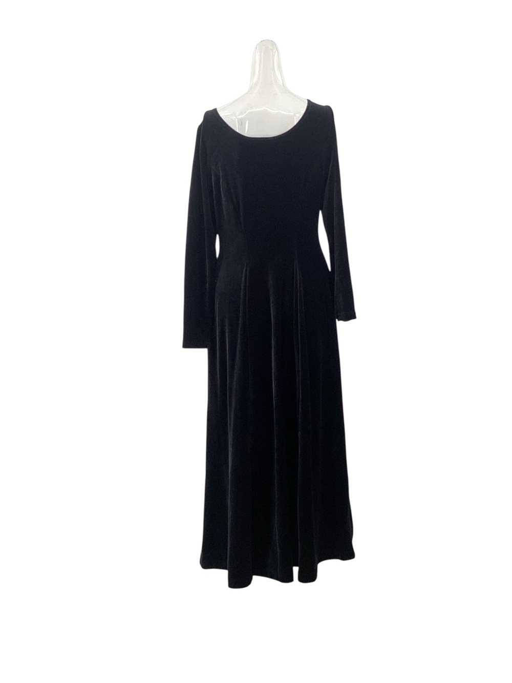 Vintage Melissa Black Velvet Midi Dress with Long Sleeves - Picture 2 of 9